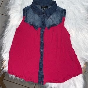Jordache size large 10 /‎ 12 sleeveless denim pink